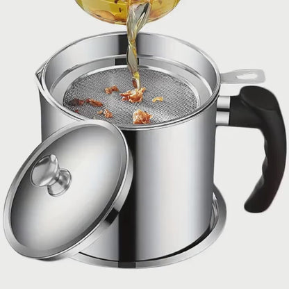 Stainless Steel Kitchen Oil Filter with Lid