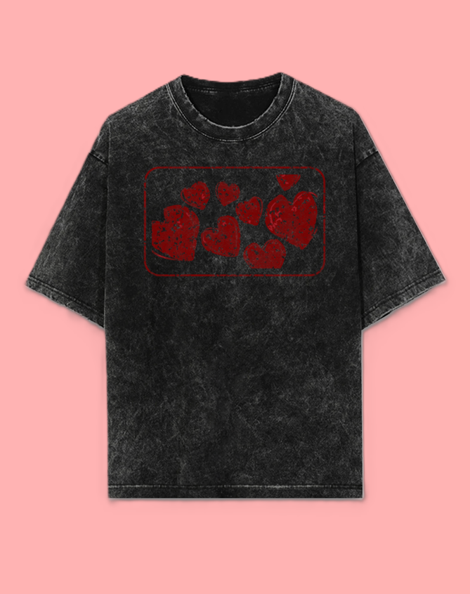 Heartbeats: Unisex Acid Wash Oversized T-Shirt