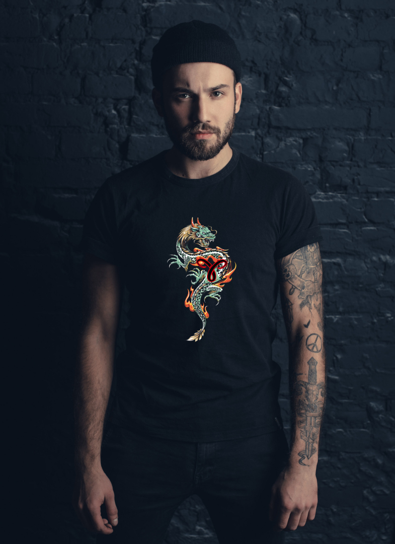 Dragon Fury: Black Unisex Oversized Classic T-Shirt