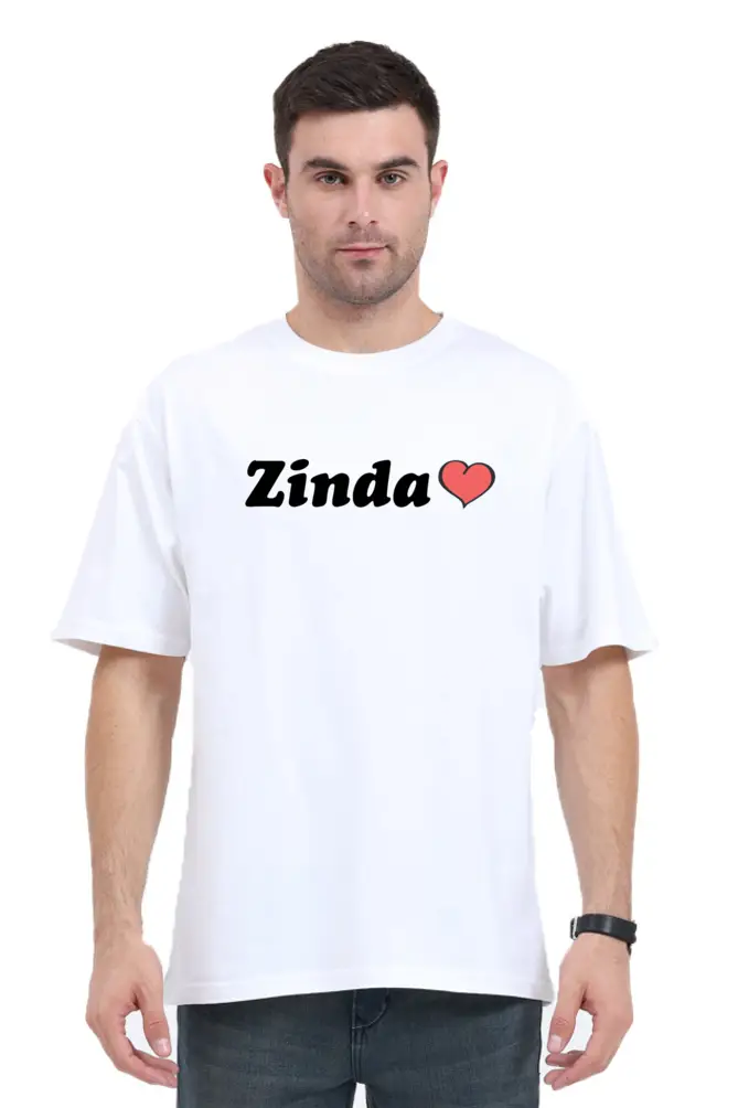 Zinda Dil White Oversized Unisex T-Shirt - Image 2