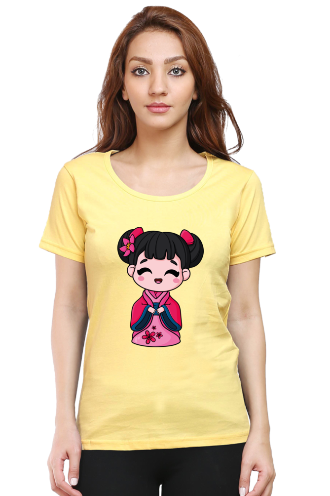 Women’s Classic T-Shirt – Adorable Japanese Girl Print - Image 2