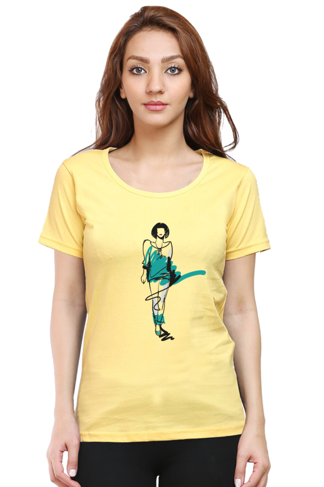 Women’s T-Shirt – Line-Art Girl Effortless Elegance