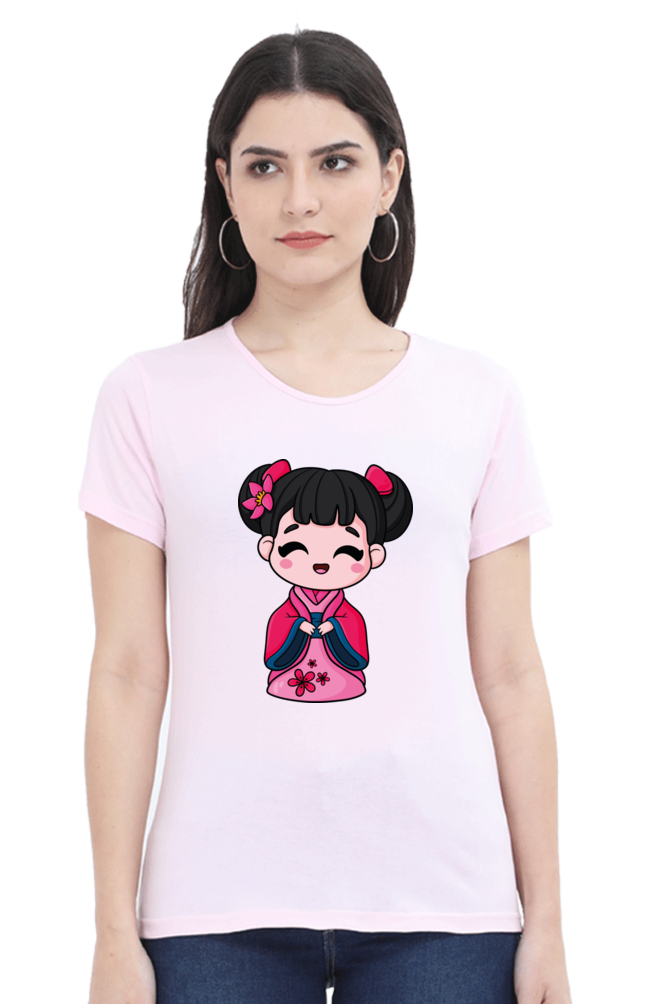 Women’s Classic T-Shirt – Adorable Japanese Girl Print - Image 3