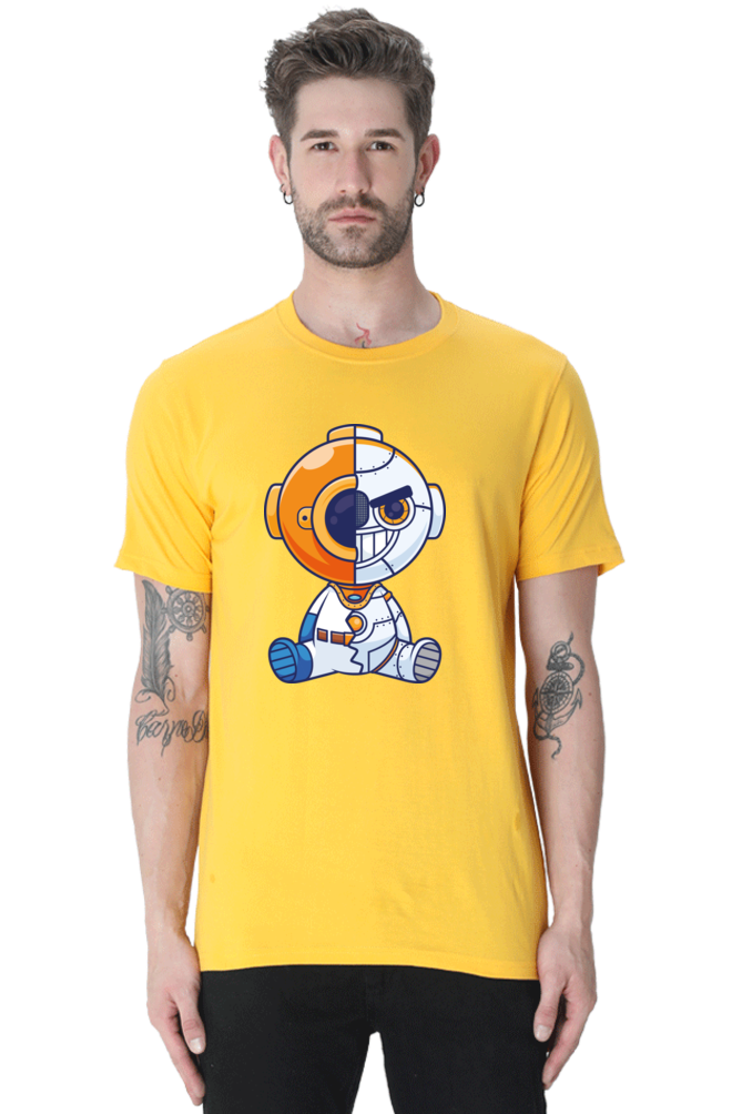 Half-Creepy Robot Unisex Classic T-Shirt – Futuristic & Bold