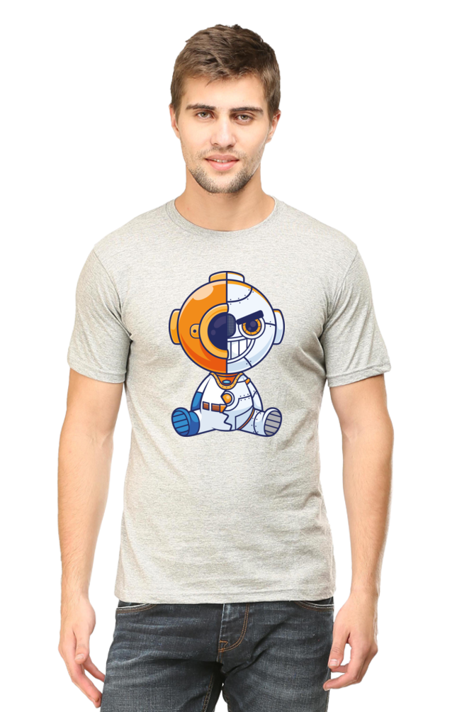 Half-Creepy Robot Unisex Classic T-Shirt – Futuristic & Bold - Image 2