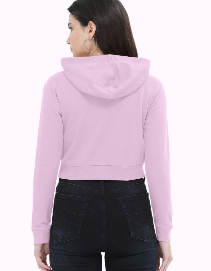 Women Light Baby Pink Cropped Hoodie - Alfa Goat - Image 2