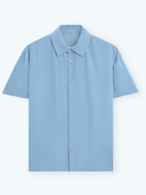 Unisex Oversized Half Sleeve Baby Blue Shirt | Alfa Goat